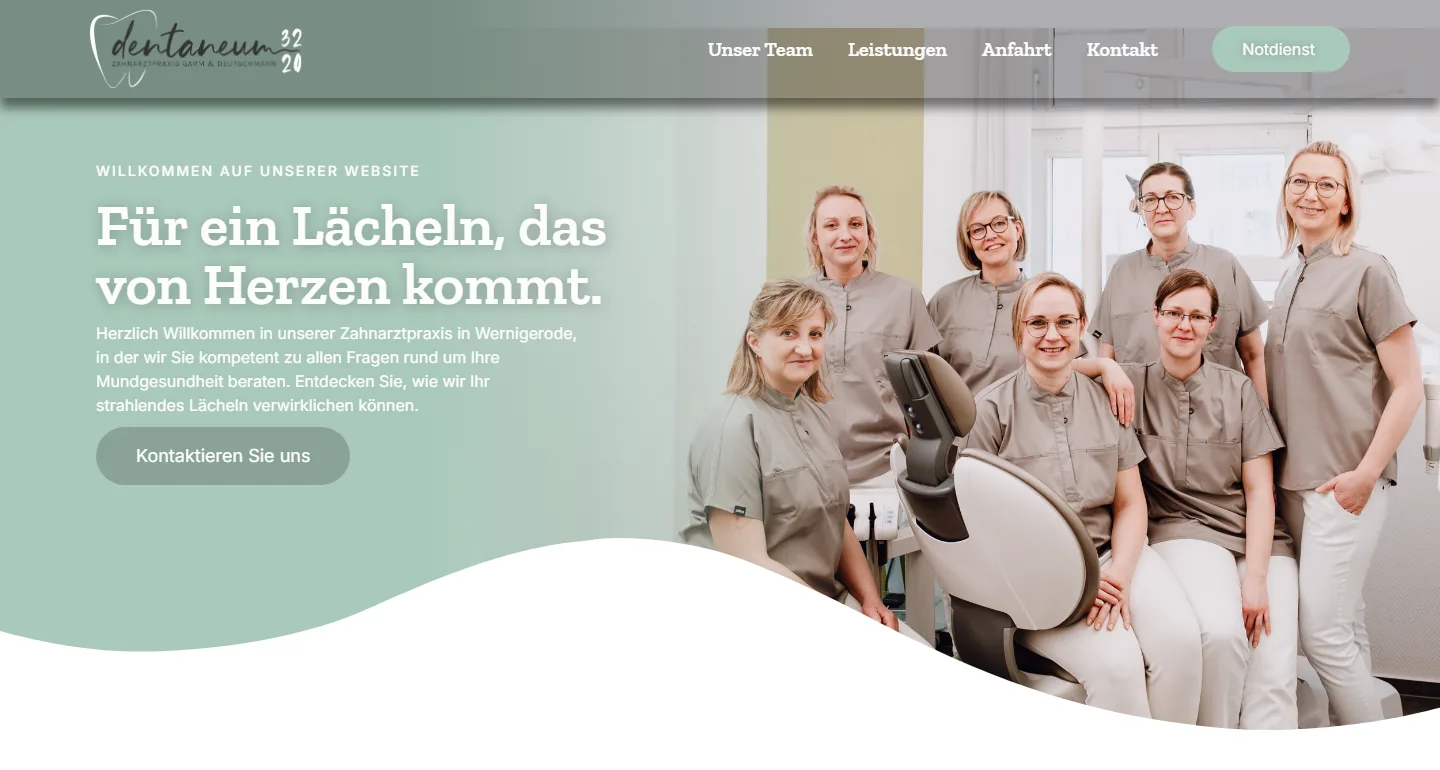 Zahnarztpraxis Garm & Deutschmann — Website-Screenshot